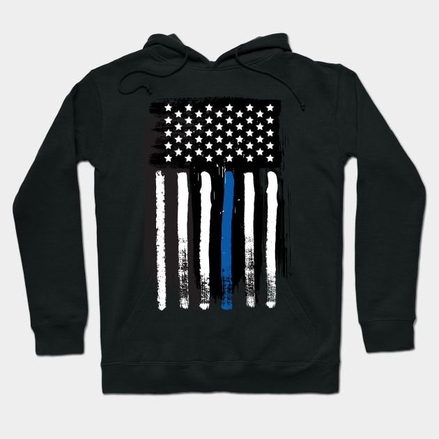 Thin Blue Line - Flag Hoodie by rjzinger